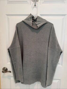 Free People Women’s Cozy Mock Neck Sweatshirt- Green/Gray
